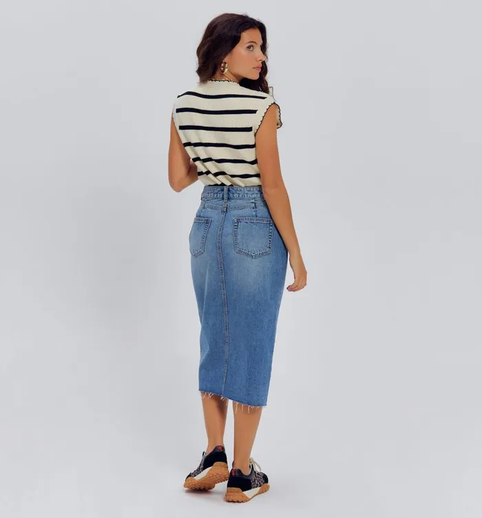 Women Sleeveless Nautical Jumper 8211 Navy Blue Stripes Promod Tops Women Sleeveless Nautical Jumper 8211 Navy Blue Stripes Promod Tops