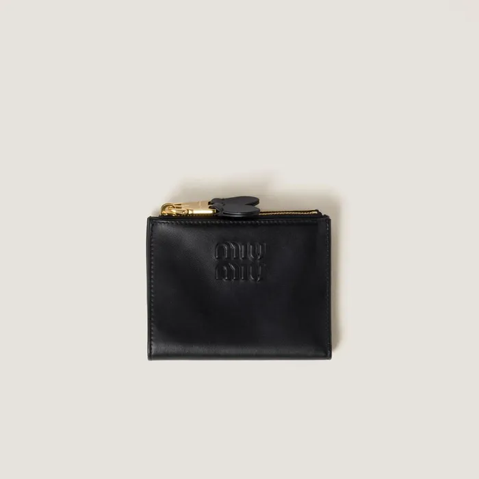Women Small Wallets Miu Miu Small Leather Wallet Black
