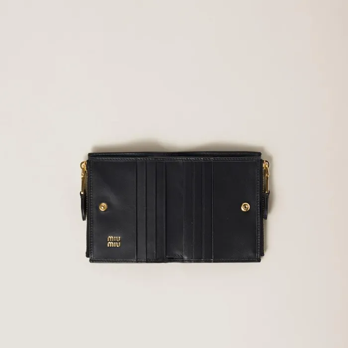 Women Small Wallets Miu Miu Small Leather Wallet Black
