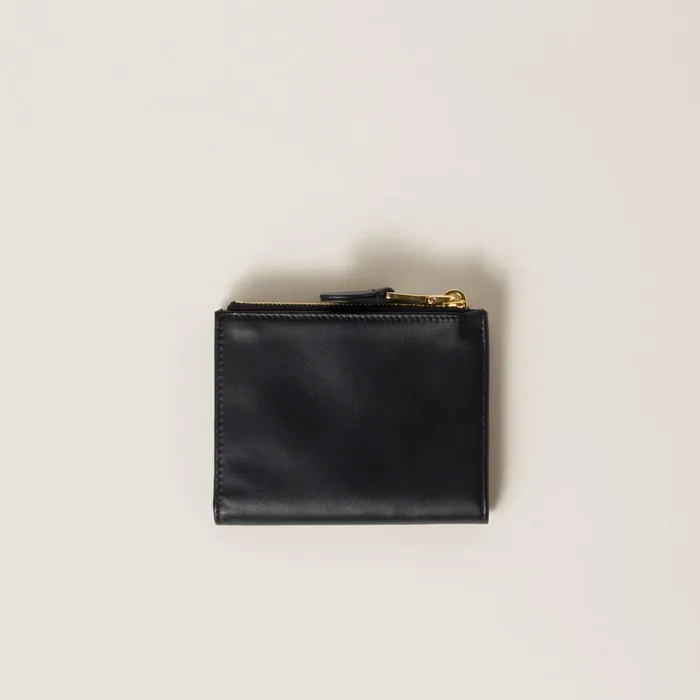 Women Small Wallets Miu Miu Small Leather Wallet Black