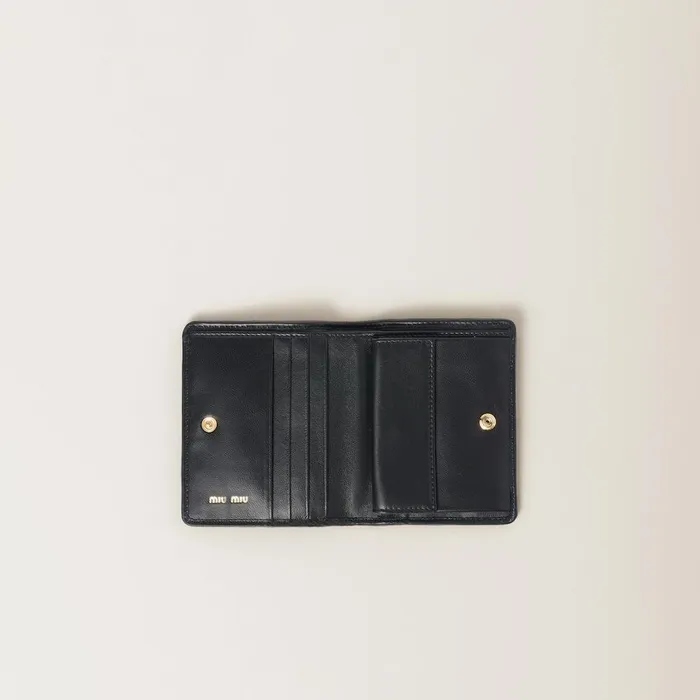 Women Small Wallets Miu Miu Small Matelass Nappa Leather Wallet Black Women Small Wallets Miu Miu Small Matelass Nappa Leather Wallet Black