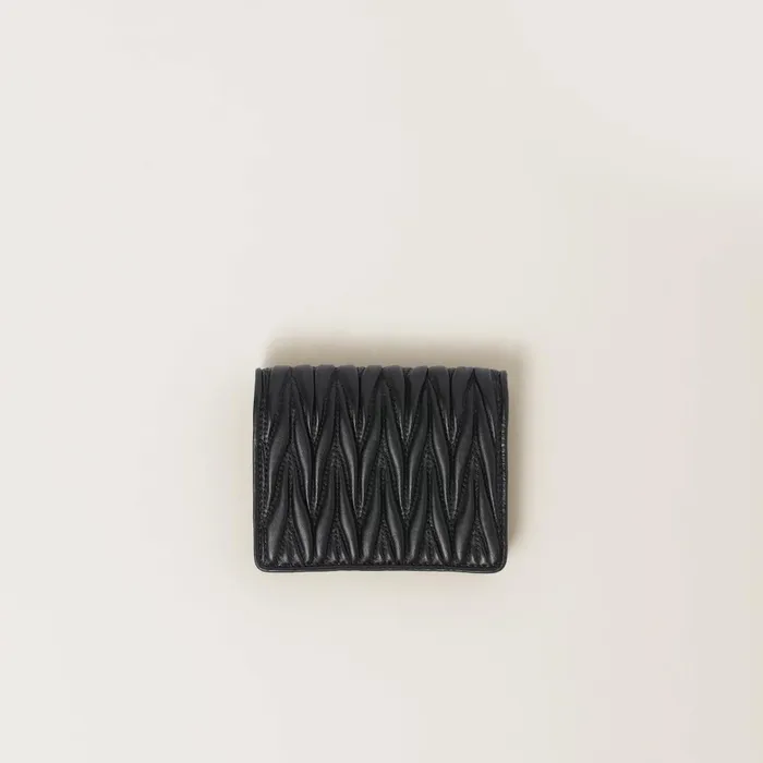 Women Small Wallets Miu Miu Small Matelass Nappa Leather Wallet Black Women Small Wallets Miu Miu Small Matelass Nappa Leather Wallet Black