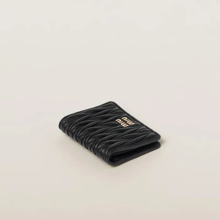 Women Small Wallets Miu Miu Small Matelass Nappa Leather Wallet Black Women Small Wallets Miu Miu Small Matelass Nappa Leather Wallet Black