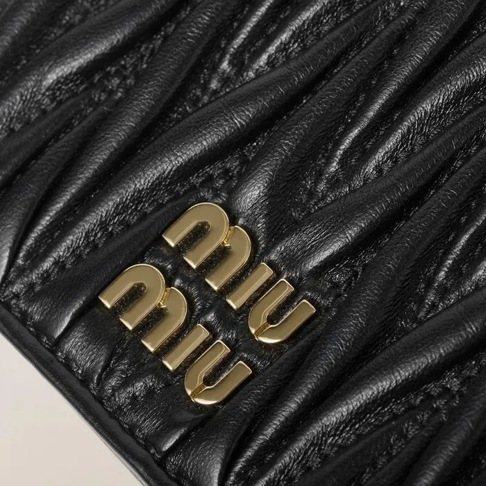 Women Small Wallets Miu Miu Small Matelass Nappa Leather Wallet Black Women Small Wallets Miu Miu Small Matelass Nappa Leather Wallet Black