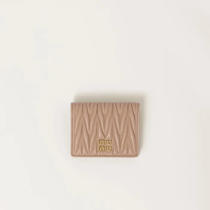 Women Small Wallets Miu Miu Small Matelass Nappa Leather Wallet Cameo