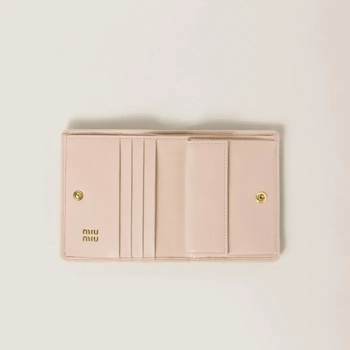 Women Small Wallets Miu Miu Small Matelass Nappa Leather Wallet Powder Pink Women Small Wallets Miu Miu Small Matelass Nappa Leather Wallet Powder Pink