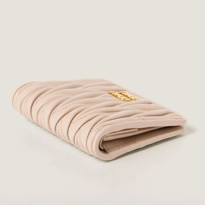 Women Small Wallets Miu Miu Small Matelass Nappa Leather Wallet Powder Pink Women Small Wallets Miu Miu Small Matelass Nappa Leather Wallet Powder Pink