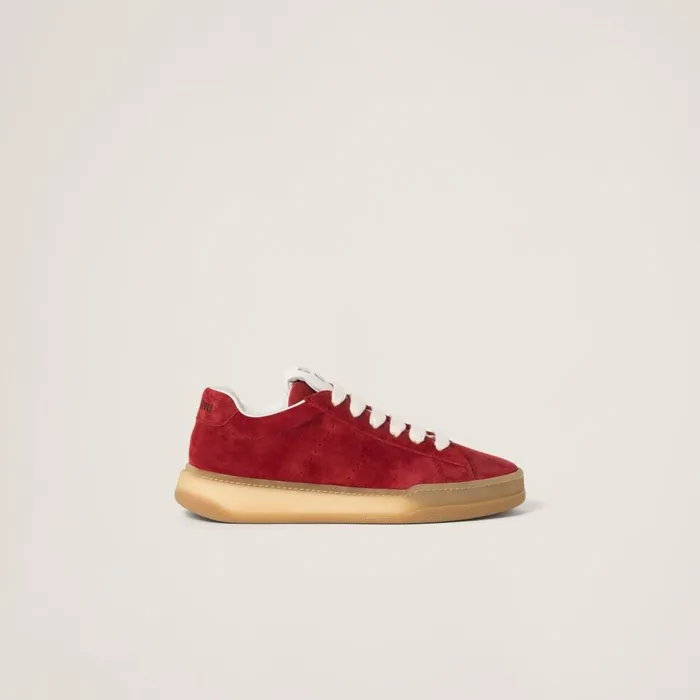 Women Sneakers Miu Miu Bleached Suede Sneakers Scarlet Women Sneakers Miu Miu Bleached Suede Sneakers Scarlet