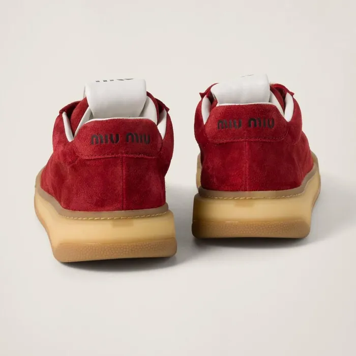 Women Sneakers Miu Miu Bleached Suede Sneakers Scarlet Women Sneakers Miu Miu Bleached Suede Sneakers Scarlet