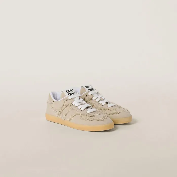 Women Sneakers Miu Miu Denim Sneakers Colonial Beige