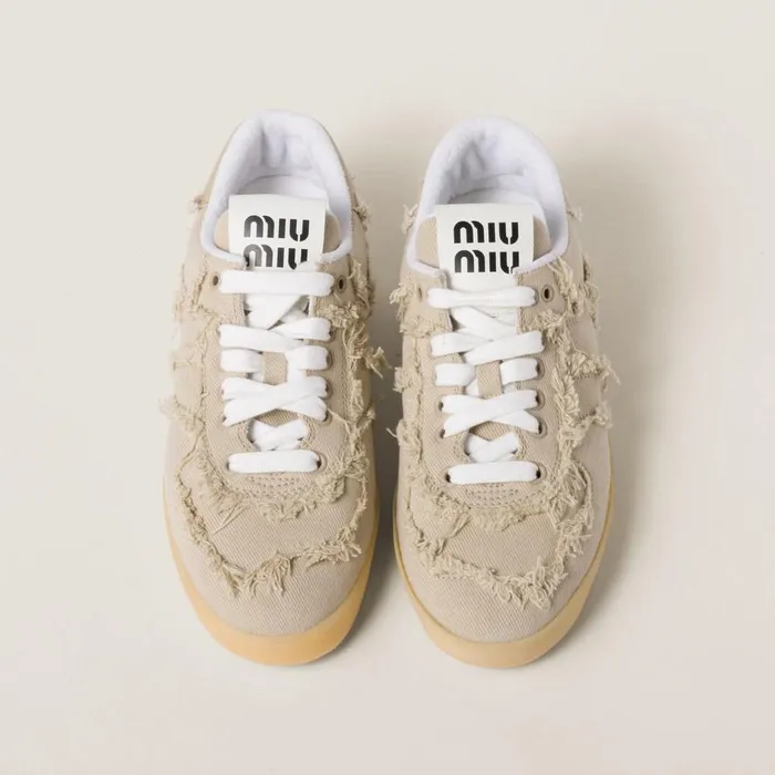 Women Sneakers Miu Miu Denim Sneakers Colonial Beige Women Sneakers Miu Miu Denim Sneakers Colonial Beige