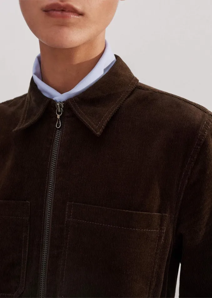 Women Soft Cord Jumpsuit Belt Warm Chocolate MEEM