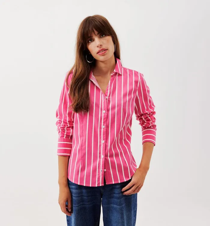 Women Striped Shirt 8211 Pink Stripes Promod Shirts And Tunics
