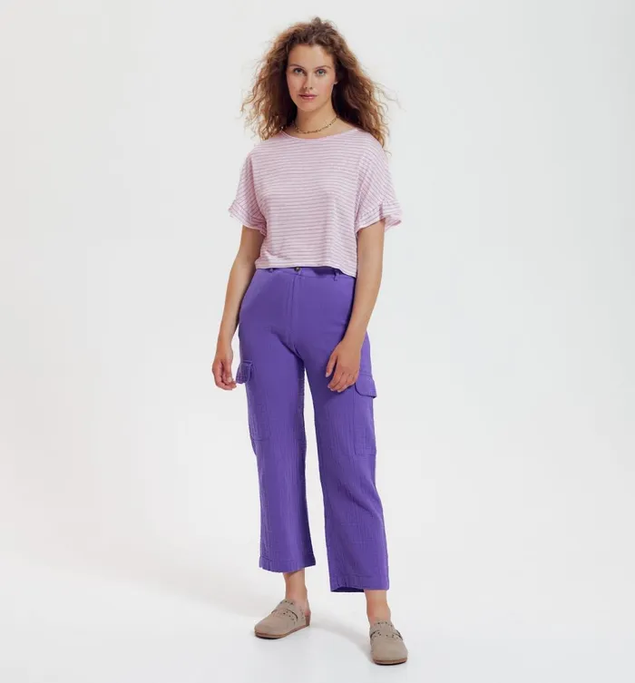 Women Striped Top 8211 Light Lilac Promod Tops