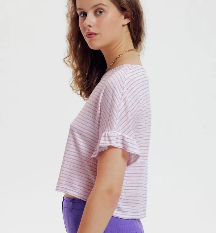 Women Striped Top 8211 Light Lilac Promod Tops