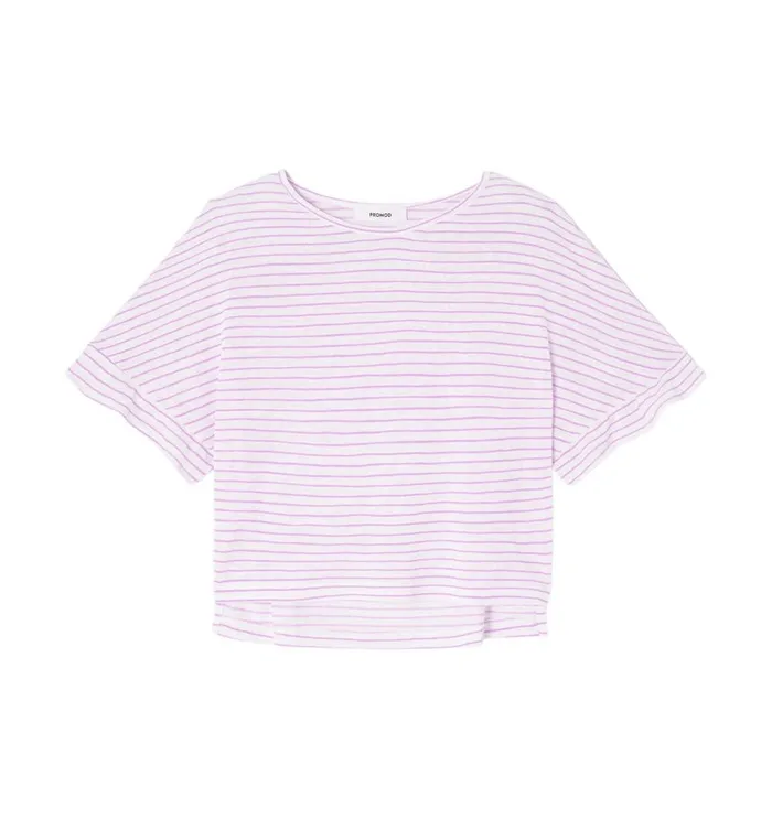 Women Striped Top 8211 Light Lilac Promod Tops