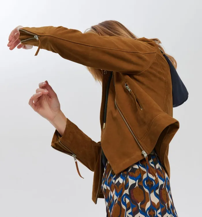 Women Suede Leather Jacket 8211 Beige Promod Jackets Women Suede Leather Jacket 8211 Beige Promod Jackets