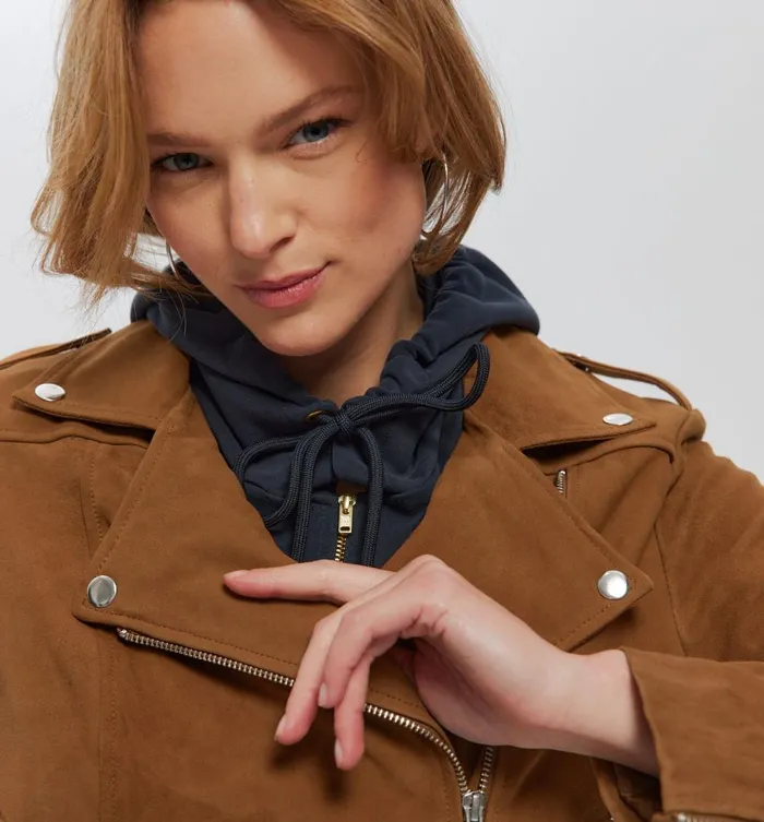 Women Suede Leather Jacket 8211 Beige Promod Jackets Women Suede Leather Jacket 8211 Beige Promod Jackets