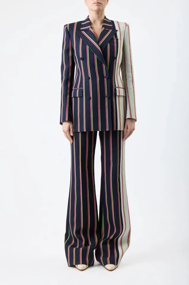Women Suits Gabriela Hearst Mccoi Blazer In Navy Multi Striped Wool