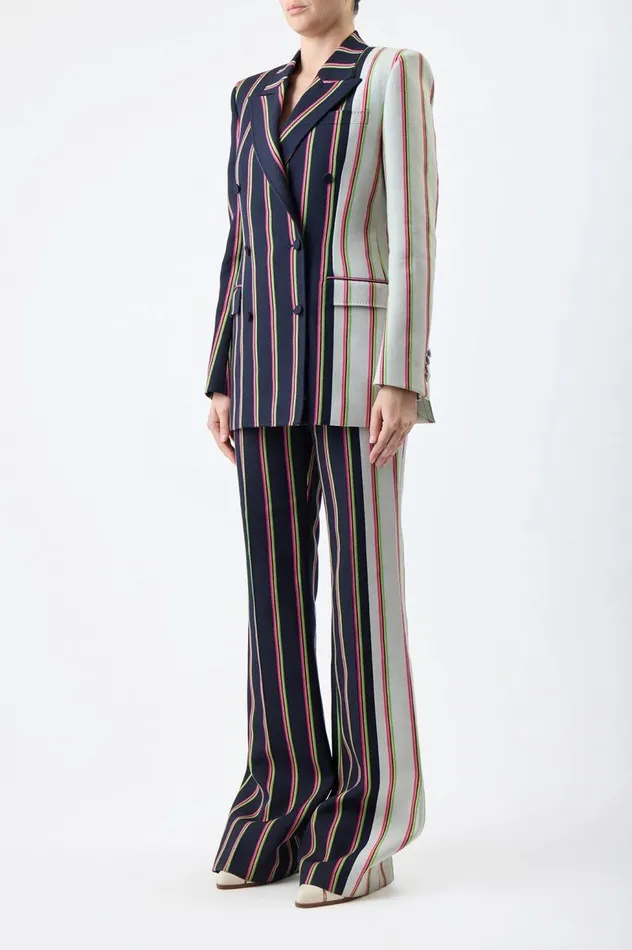 Women Suits Gabriela Hearst Mccoi Blazer In Navy Multi Striped Wool