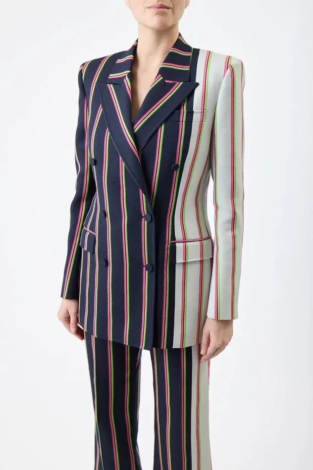 Women Suits Gabriela Hearst Mccoi Blazer In Navy Multi Striped Wool