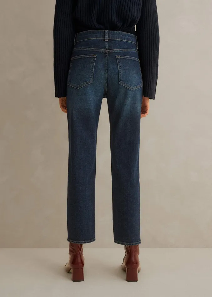 Women Super Slim Crop Jean Authentic Dark Blue Wash MEEM