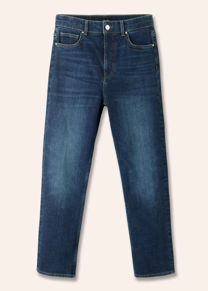 Women Super Slim Crop Jean Authentic Dark Blue Wash MEEM