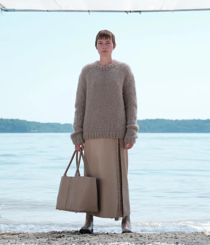 Women Sweaters and Turtlenecks Gabriela Hearst Lawrence Knit Sweater In Oatmeal Welfat Cashmere