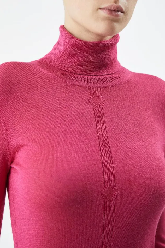 Women Sweaters and Turtlenecks Gabriela Hearst Steinem Knit Turtleneck In Fuchsia Cashmere Silk