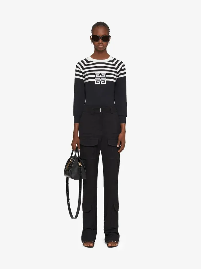 Women Sweatshirts and Hoodies Givenchy 4G Sweatshirt In Jersey With Stripes Blackwhite