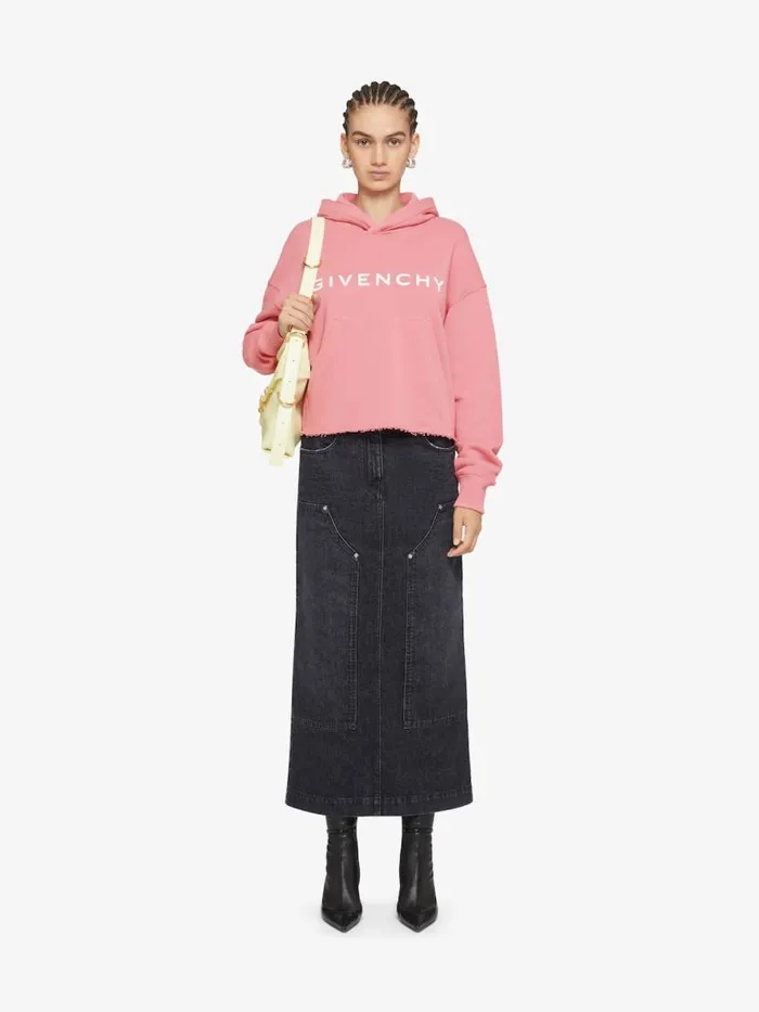 Women Sweatshirts and Hoodies Givenchy GIVENCHY Archetype Cropped Hoodie In Fleece Flamingo