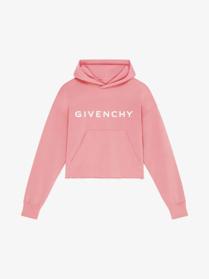 Women Sweatshirts and Hoodies Givenchy GIVENCHY Archetype Cropped Hoodie In Fleece Flamingo