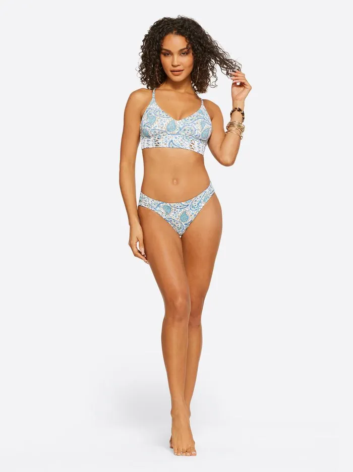 Women Sweetness Overload Side Shirred Hipster In White Multi Jessica Simpson Swim