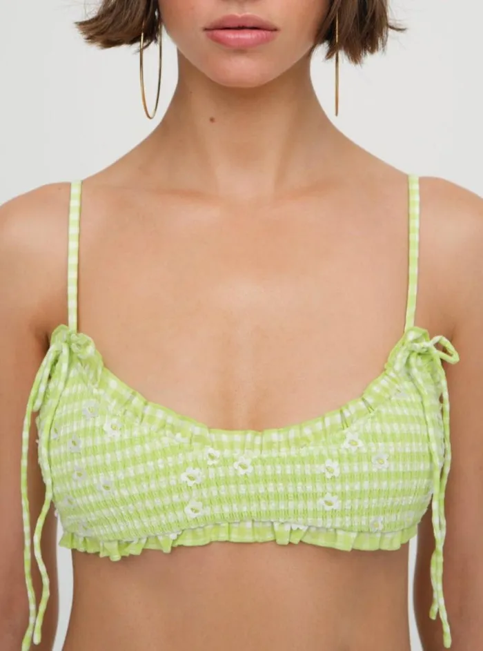 Women Swim For Love and Lemons Henry Bikini Top Green
