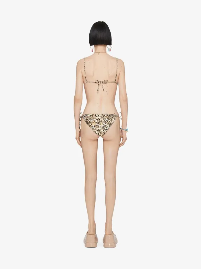 Women Swimwear Givenchy Bikini Top With Leopard Print And 4G Detail Beigeblack