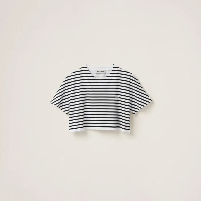 Women TShirts And Sweatshirts Miu Miu Cotton Tshirt With Printed Logo Whiteblack