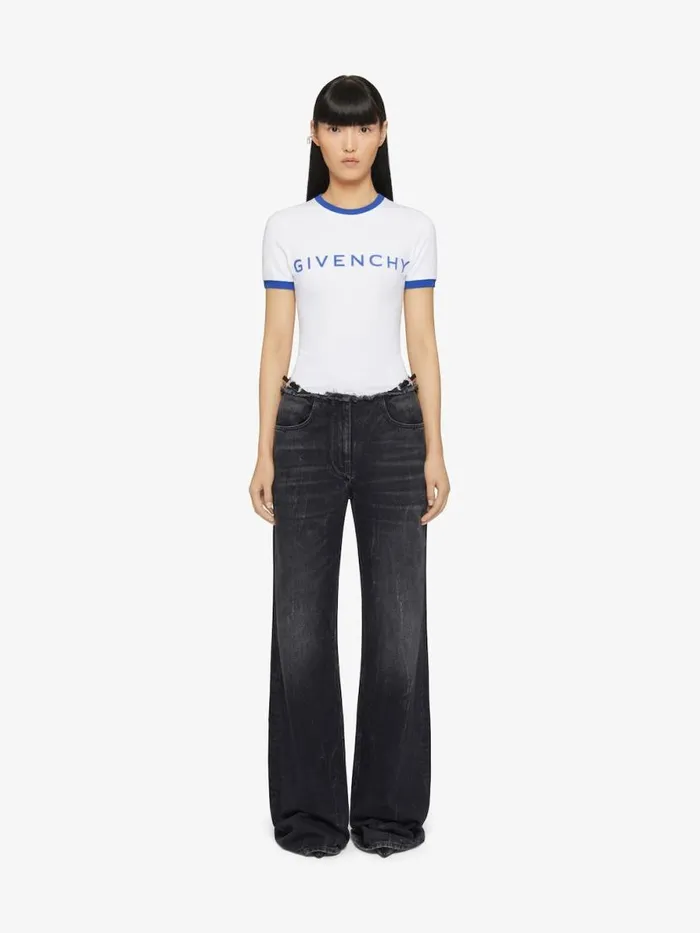 Women TShirts Givenchy GIVENCHY Archetype Slim Fit Tshirt In Cotton Optic Whiteblue
