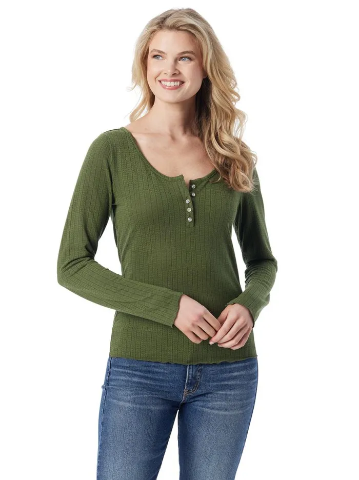 Women Tahani Henley Top In Bronze Green Jessica Simpson Tops and Tees