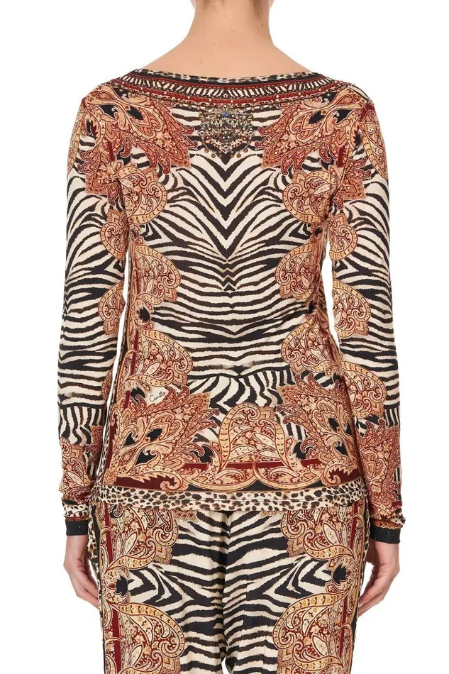 Women Tees Camilla Long Sleeve Fitted Top Wild Fire
