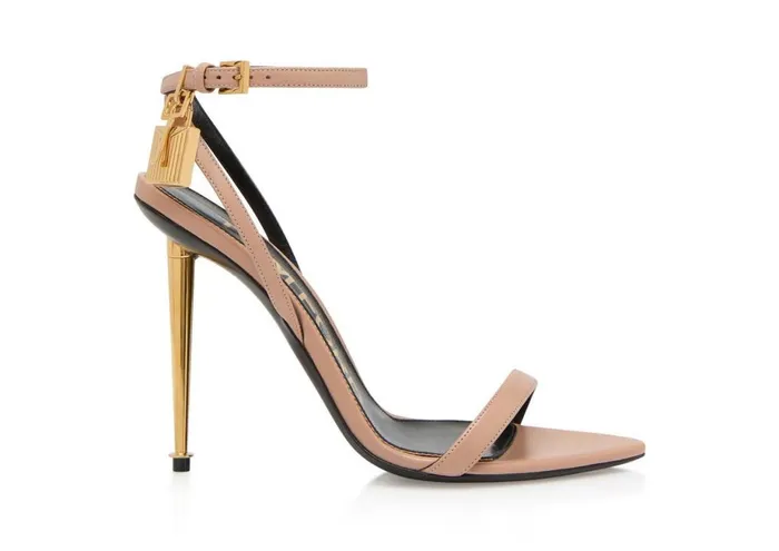 Women The Padlock Tom Ford Shiny Leather Padlock Pointy Naked Sandal Flesh