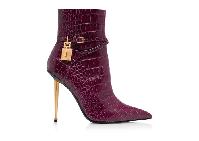 Women The Padlock Tom Ford Shiny Stamped Crocodile Leather Padlock Ankle Boot