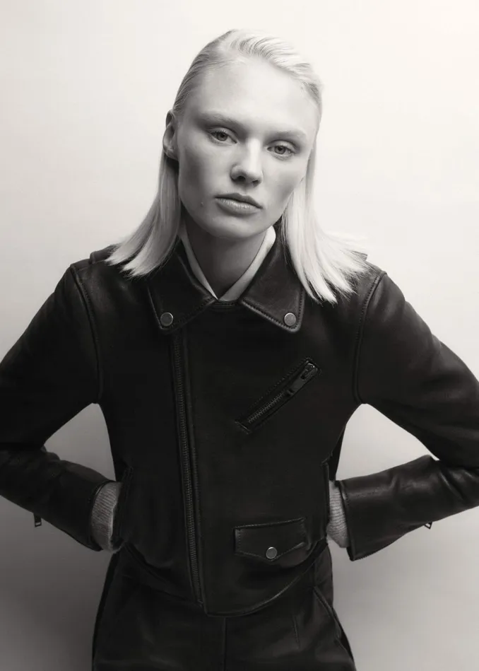 Women The Perfect Little Biker Jacket Blackbrown MEEM