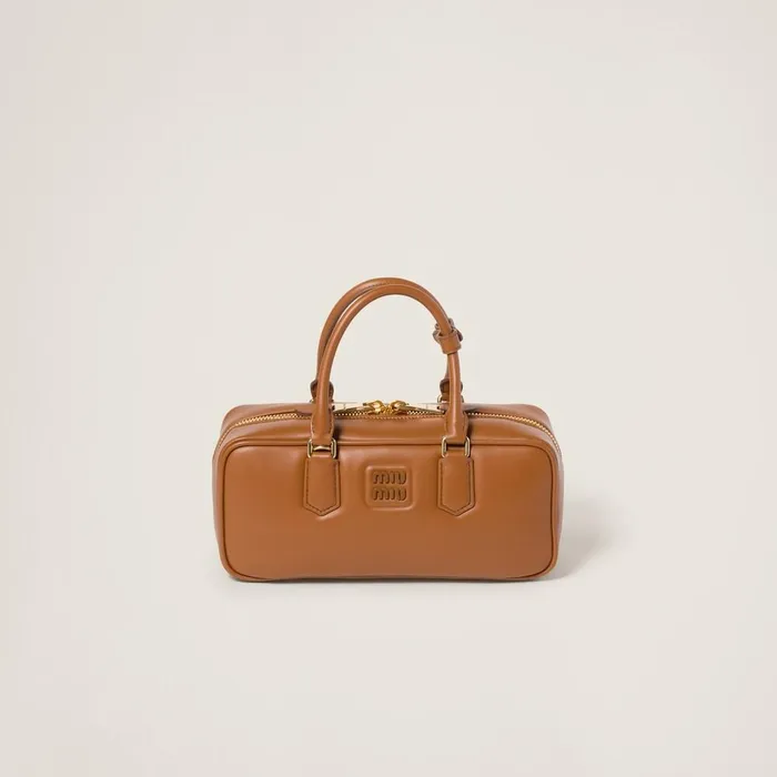 Women Top Handles Miu Miu Arcadie Leather Bag Cognac