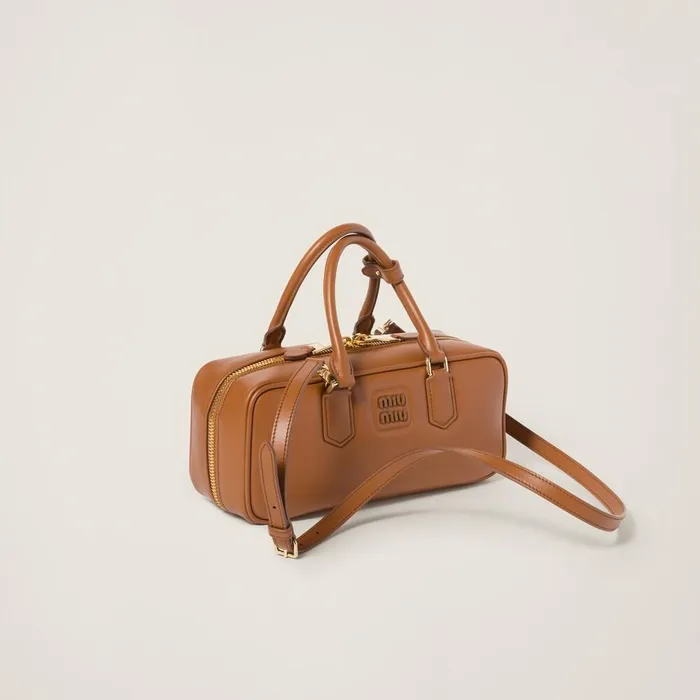 Women Top Handles Miu Miu Arcadie Leather Bag Cognac