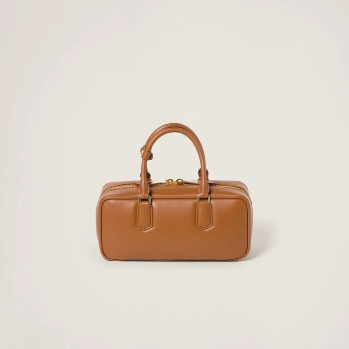 Women Top Handles Miu Miu Arcadie Leather Bag Cognac