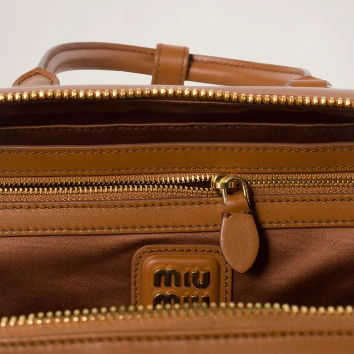 Women Top Handles Miu Miu Arcadie Leather Bag Cognac