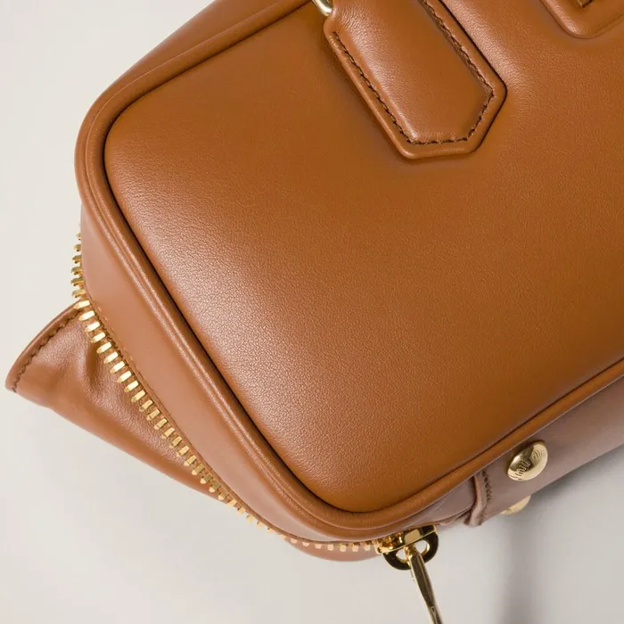 Women Top Handles Miu Miu Arcadie Leather Bag Cognac