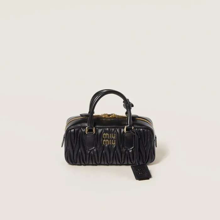 Women Top Handles Miu Miu Arcadie Matelass Nappa Leather Bag Black
