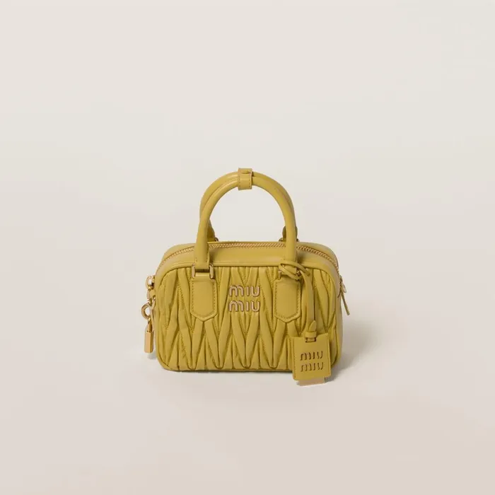 Women Top Handles Miu Miu Arcadie Matelass Nappa Leather Bag Pineapple