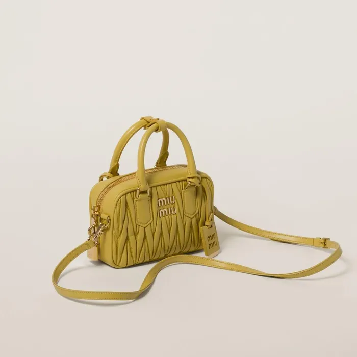 Women Top Handles Miu Miu Arcadie Matelass Nappa Leather Bag Pineapple